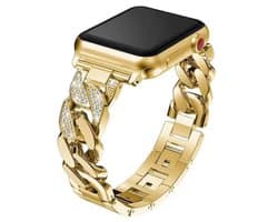 Vrouwen Armband - Bling Diamant Band - Metalen Riem Geschikt Voor Apple Watch Band - 38mm, 40mm, 41mm - Geschikt Voor Apple Smartwatch Serie 7 Se 6 5 4 - Luxe Design in goud