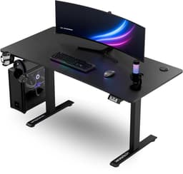 Ultradesk LEVEL V2 – Bureau voor Gaming, Home Office & Kantoor – Zwart – Elektrisch verstelbaar – Incl. Accessoires — thumbnail 1