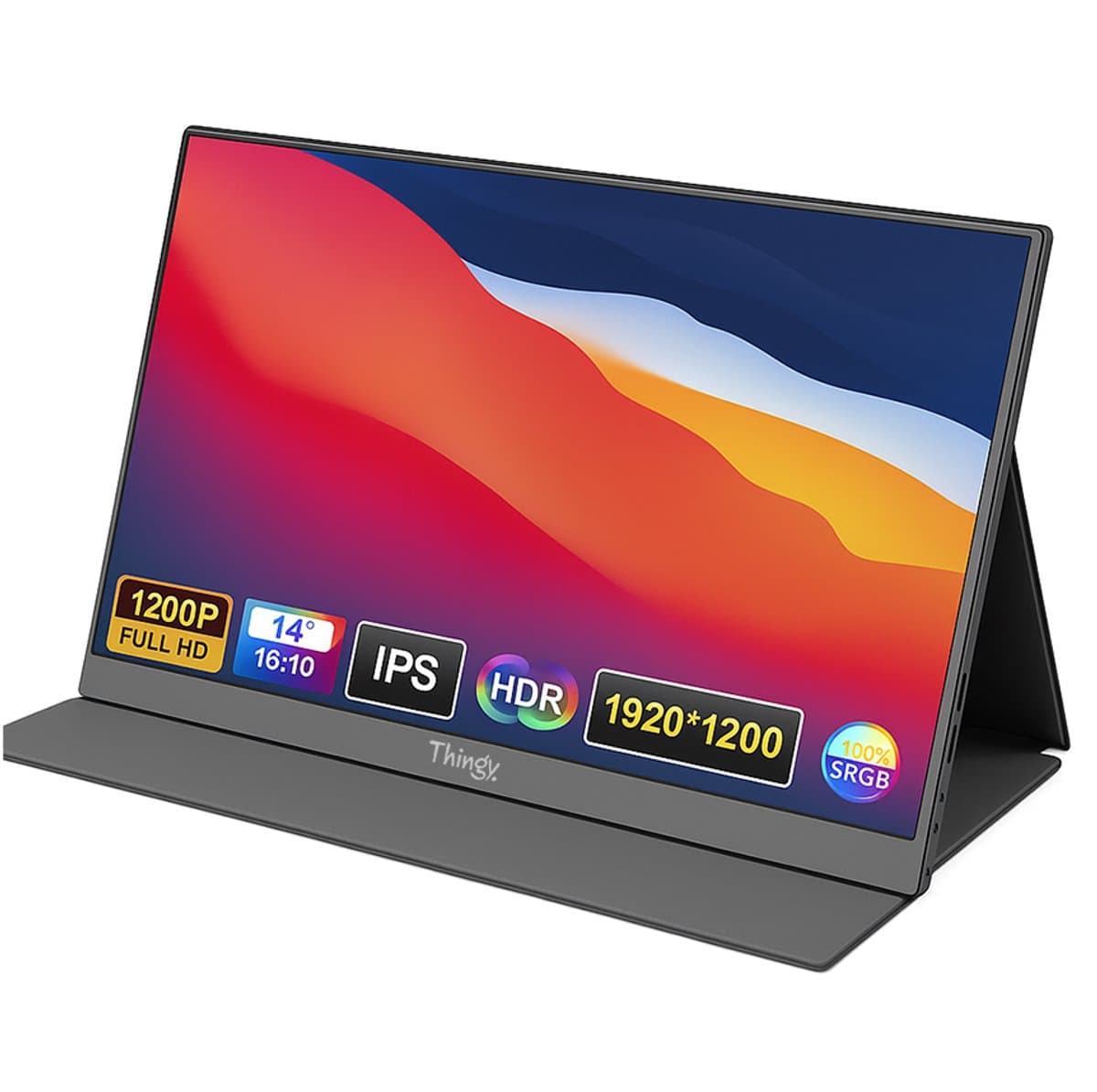 Thingy® Premium Portable Monitor 14 Inch Met Touchscreen - Full HD - IPS Beeldscherm - Draagbare Monitor met USB-C & HDMI - Connecten Met 1 Kabel - Aluminium Behuizing - Met Luxe Hoes - Draagbare Monitor — afbeelding 1