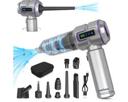 Auto stofzuiger draadloos - Handstofzuiger - Mini Stofzuiger - Stofzuiger Auto - Led scherm - Incl. Blaasfunctie, opzetstukjes en reiskoffertje