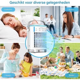 GELLDG Mini Airco - Mobiele Airco - Luchtkoeler 4in1 - Aircooler - Tafelventilator - 4 windsnelheden - 2 luchtbevochtingsstanden - timer - Lekvrij - Geschikt voor thuis, op kantoor of op reis - Wit — thumbnail 4