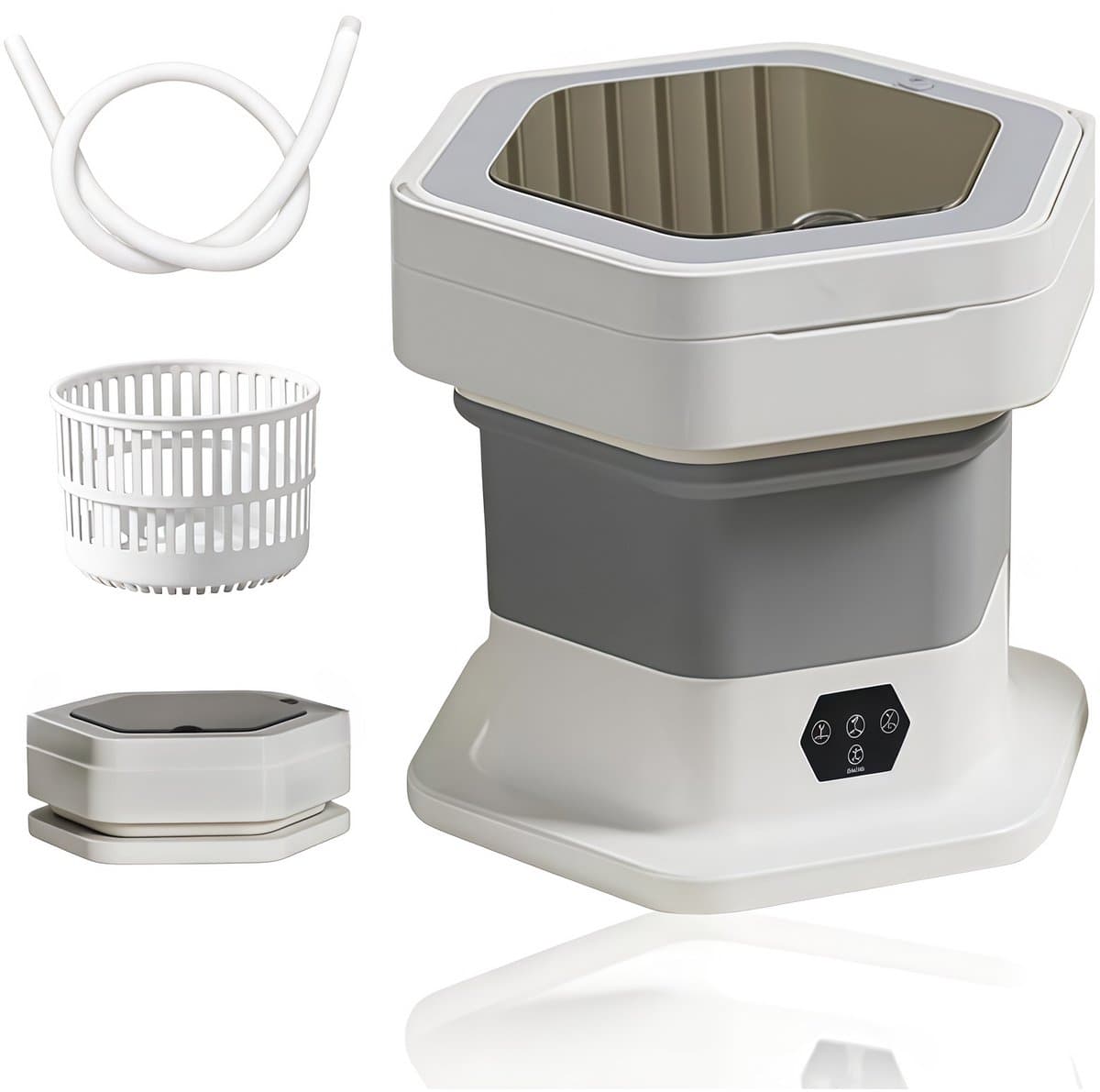 Mini wasmachine - Wasmachine - Draagbare wasmachine - Opvouwbare wasmachine - Camping wasmachine - Kleine wasmachine - Wasmachines - Was- en droogcombinatie - Grote capaciteit - Appartement - Studentenkamer - Camping - Camper - Reizen - Grijs — afbeelding 1
