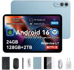 OSCAL Pad 200 Tablet - 24GB RAM - 128GB ROM - 13.4 Inch Full HD - 8300mAh AI Tablet - Android 16 - Met Toetsenbord(QWERTY), Beschermhoes, Muis, Stylus - Blauw — thumbnail 1