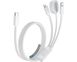 LAANAR® 3-in-1 Oplaadkabel 100W - Geschikt voor USB-C, Lightning & Magnetische Apple Watch / iWatch Oplader - Oplaadkabel geschikt voor iPhone (serie 5 tm 17), Apple Watch, iPad, MacBook & AirPods - 1,5 m