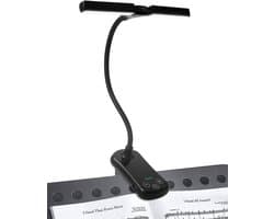 Oplaadbare LED muziekstandaardlamp met clip - 3 Kleuren, 8 Helderheidsniveaus, USB-C
