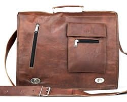 OnceDoce® Schoudertas Echt Leer Laptop Tas “Huesca” Urban Chique 42 x 29 x 11 cm - 16 inch model 0421