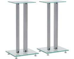 Set van 2 Speaker Stands Kolom Ontwerp Zilver Glas - Universele Luidsprekerstandaards