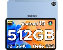 DOOGEE T40 PRO Tablet - 12 inch 2.4K - Android 15 - Helio G99-processor - 20 GB RAM + 512 GB / 2 TB TF - gamingtablet - 10800 mAh/18W - 16 MP + 8 MP camera's - ondersteunt 4G dual SIM dual standby - 5G wifi - GPS - Widevine L1 - 4 x Smart PA