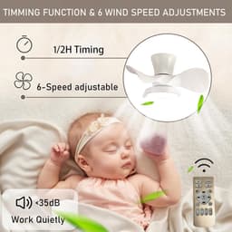 Moderne Plafondventilator Met Stille Ventilator & Dimbaar Licht - 55cm - Inclusief Afstandsbediening — thumbnail 5