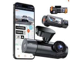 Vantrue N5S 4-Kanaals 360 Graden WiFi Dashcam, STARVIS 2, IR Nachtzicht, 2.7K+1080P*2+1440P Voorste/Achterste Binnencamera, Spraakbediening, GPS, 24 Uur Parkeerstand