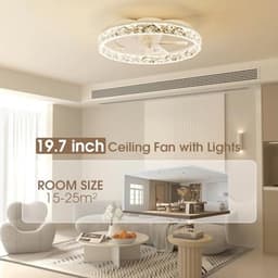 Dimbare LED Plafondventilator met Afstandsbediening en Lampen - Laag Profiel, Traploos Kleur Temperatuur en 6 Snelheden — thumbnail 4