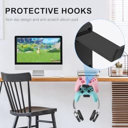 3-in-1 Gaming Hoofdtelefoon en Controller Houder voor Bureau met Verstelbare Klem en Draaibare Arm — thumbnail 4