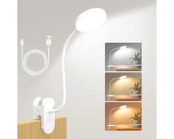 Clip-On LED Leeslamp met 10 Helderheden en 3 Kleurmodi - Flexibele Zwanenhals, Oplaadbaar via USB-C