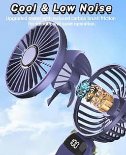 Draagbare Handventilator met LED-Display - 3-in-1 Persoonlijke Ventilator met 90° Opvouwbaar Ontwerp en 5 Snelheden — thumbnail 2