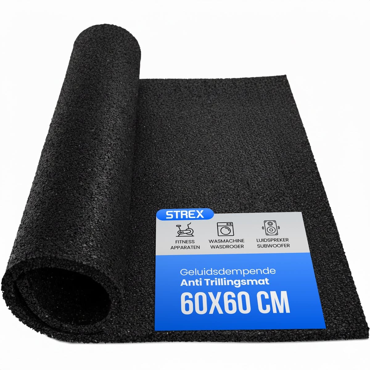 Strex Anti Trillingsmat Wasmachine en Wasdroger - 60 x 60 CM - Geluidsdempende Antislip Mat - Trillingsdemper - Rubber Mat — afbeelding 1