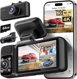 REDTIGER F17 3-kanaals dashcam - 4K+1080P+1080P resolutie - 5GHz wifi - GPS - Parkeermodus - G-sensor - 3 inch touchscreen - met 64GB geheugenkaart & IR-nachtzicht - Drievoudige autodashcam — thumbnail 1