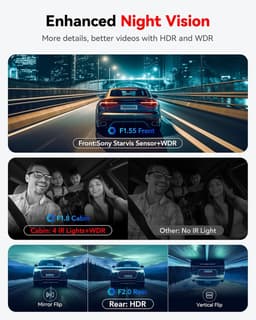 REDTIGER F17 3-kanaals dashcam - 4K+1080P+1080P resolutie - 5GHz wifi - GPS - Parkeermodus - G-sensor - 3 inch touchscreen - met 64GB geheugenkaart & IR-nachtzicht - Drievoudige autodashcam — thumbnail 5