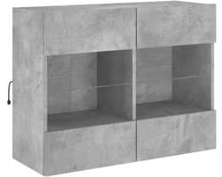 TV wandmeubel met LED-verlichting 78.5x30x60.5cm betongrijs