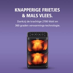 Brabantia Dubbele Airfryer XXL - 10 Liter - Gestapelde Lades - PFAS-Vrij - 2700W Vermogen - 6 Kookprogramma's - BBEK1240 — thumbnail 8