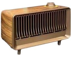 Retro Dual Bluetooth Speaker met FM Radio – 10W Dual Mono Sound – Bluetooth 5.4 – TWS Pairing – Retro Wood & Bronze Design