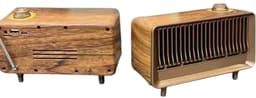 Retro Dual Bluetooth Speaker met FM Radio – 10W Dual Mono Sound – Bluetooth 5.4 – TWS Pairing – Retro Wood & Bronze Design — thumbnail 2