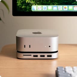 Satechi USB-C Stand/hub Mac mini M4 (SSD) – Compact Ontworpen voor 2024 Mac Mini – Voorpoorten voor Gemakkelijke Toegang – Compatibel met Oudere Apparaten via USB-A Poorten - Grijs — thumbnail 3
