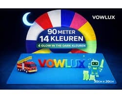 VOWLUX PLA 3D-Pen Filament Set – 90 m – 14 Kleuren incl. Glow in the Dark – Inclusief Hittebestendige Blauwe Siliconen Mat 30 × 20 cm – 1,75 mm – Organisch & Afbreekbaar – Zonder 3D-Pen