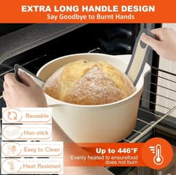 Lange Handvatten Deeg Mat - 2 stuks - sling bakmat - Multifunctionele siliconen bakmat - Brood Bakken Mat - vaatwasserbestendig - Deegmat - brood-Sling siliconen bakmat - Broodbakmat - Geschikt voor Airfryer, Oven En Magnetron — thumbnail 7
