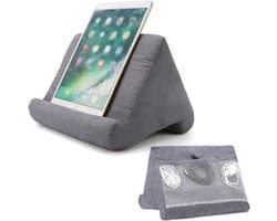 Tablet kussens - Tablethouder - Met meshvak - Verstelling onder meerdere hoeken - Tablethouder voor schoot bed en bureau - Voor e readers boeken en tijdschriften - 27x25x23 - Grijs