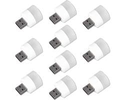 Mini USB-lampje voor Nacht-, Sfeer- en Leesverlichting - Koud Wit Licht (10x)