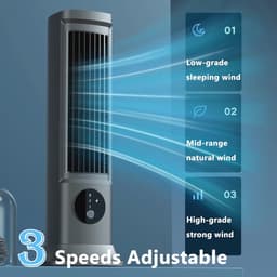 Bladloze Torenventilator met 3 Snelheden - 10 Inch Zwijgende Desktop Fan voor Thuis en Kantoor — thumbnail 2