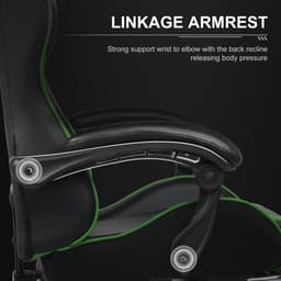 GTPLAYER Gamingstoel Ergonomische met Volledige Ondersteuning voor Hoofd, Lenden en Voeten, PU-Groen — thumbnail 3