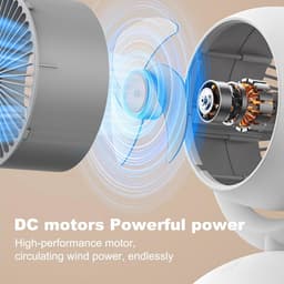 Stille tafelventilator met 4 snelheden en 120° helling instelbaar voor optimale luchtcirculatie in kantoor, slaapkamer en woonkamer — thumbnail 3