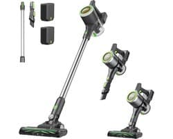 Draadloze 3-in-1 Stofzuiger met 90 AW Zuigkracht en 2 Accu's voor Harde Vloeren en Tapijten