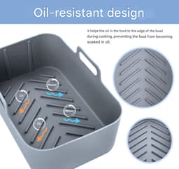 Airfryer Accessoires – Silicone Mandjes Set – Voedselveilig – Hittebestendig – Siliconen ovenschaal BPA Vrij Accessoires Heteluchtfriteuse Bakvormen – 19,5x12,7x7cm – 2-delig – Grijs — thumbnail 6