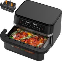 Dewelling DUAF-LR-100A - 11L Dual Zone Heteluchtfriteuse Met Uitneembare Scheidingswand - 2950W Airfryer Met Kijkvenster — thumbnail 1
