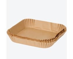 Airfryer bakpapier 50 stuks – 19,5×19,5 cm – FSC-gecertificeerd – Hittebestendig tot 200 °C – Wegwerpbakpapier voor Airfryer & heteluchtfriteuse