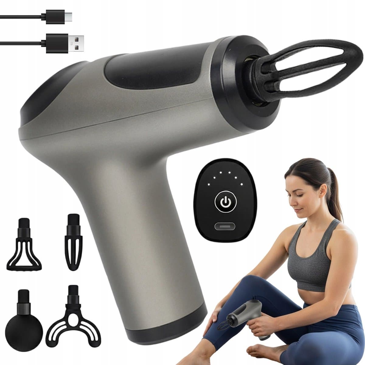 Fascia-pistool - Spier Massage Gun - 6 Snelheden Massage Apparaat - 4 Verwisselbare Opzetstukken - 1200mAh Oplaadbaar & Stil - Voor Spierherstel & Ontspanning - Draagbaar & Eenvoudig — afbeelding 1