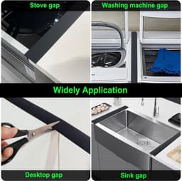 Afdichtstrip voor kookplaten - Siliconen afdichtingsstrip - Vulstrip voor kieren - Dicht kieren af ​​tussen keukenbladen, apparaten, fornuizen, ovens, wasmachines en drogers - Set van 2 stuks (Zwart) — thumbnail 5