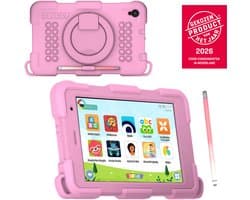 DEPLAY Kindertablet SMART 5 – Android 15 - 64GB Opslag - 4GB RAM – Kidsproof Tablet – Ouder controle – Vanaf 2+ Jaar – 8 Inch – Met Pen, Beschermhoes, Keycord & Blauwlicht Screenprotector – 5000 mAh Batterij – Roze