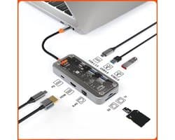Een gloednieuwe, exclusieve SW8V 8-in-1 Type-C USB-hub met USB 3.0- en RJ45 Gigabit Ethernet-poorten.