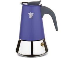 Italiaans koffiezetapparaat - PEZZETTI - STEELEXPRESS - Roestvrij staal - 4 kopjes - Geschikt voor alle kookplaten inclusief inductie - Indigoblauw