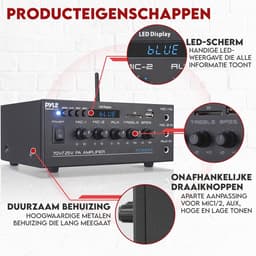 Compacte Mini Home Versteker - 40W Slimme Audio Stereo Ontvanger met AUX en 2 Microfoon Ingangen — thumbnail 3
