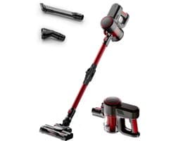 Gloovon® Steelstofzuiger Draadloos - 120W Krachtige Zuigkracht - 2-in-1 met LED Licht - Zakloos & HEPA Filter - Zwart en Rood