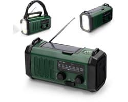 Lion D'or® - Noodradio - 10.000mAH Batterij - Noodradio Solar Opwindbaar - USBC Oplaadbaar - Powerbank - Noodpakket - Noodrantsoen - Draagbare Radio - Groen