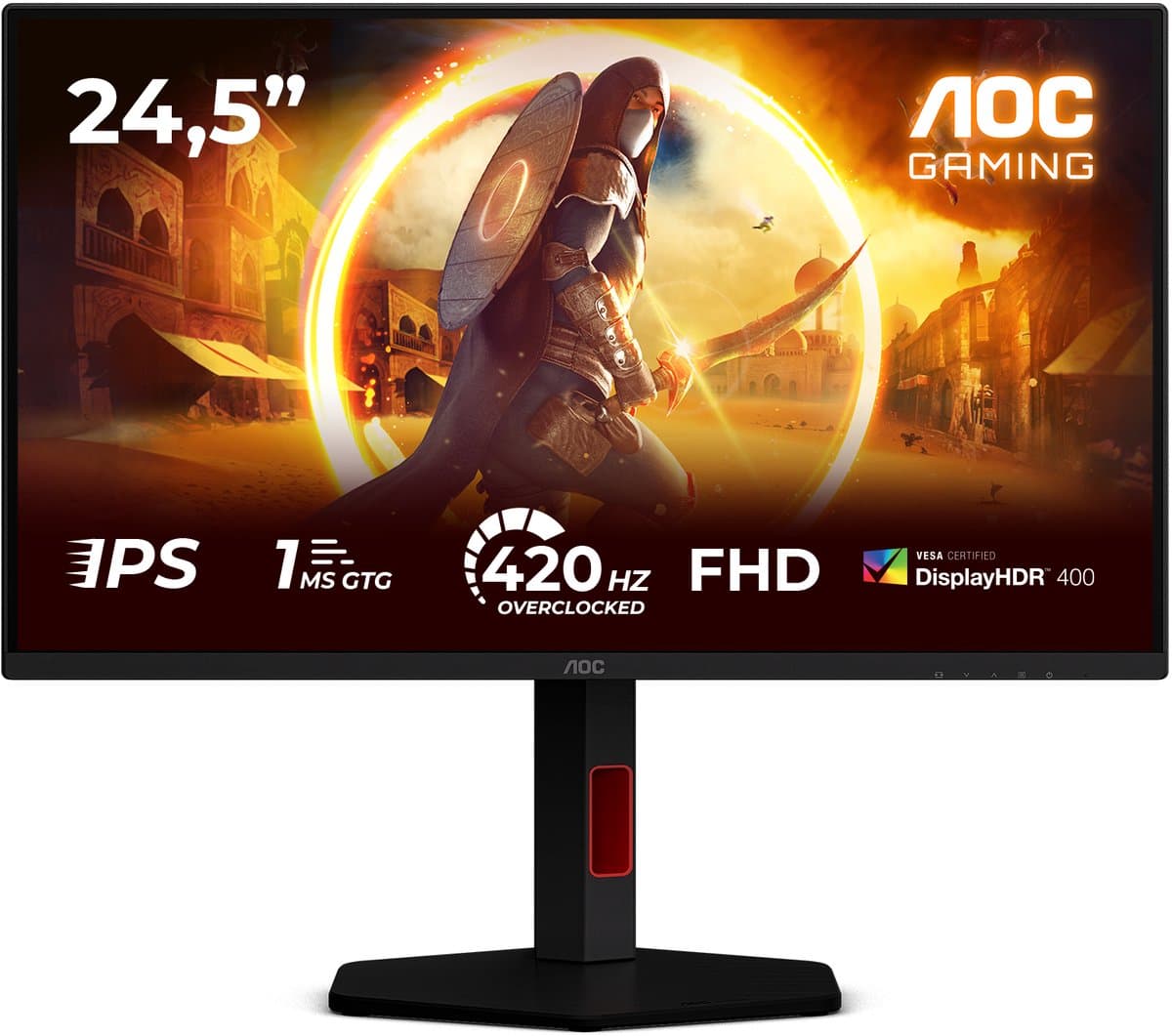 AOC G4 25G4KUR computer monitor 62,2 cm (24.5") 1920 x 1080 Pixels Full HD LED Zwart, Rood — afbeelding 1