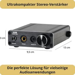 Mini Hifi Versterker 2x15 Watt - Ultracompacte Stereo Versterker met Jack en Cinch-ingang — thumbnail 2