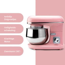SNJY® Keukenrobot - Keukenmachine - Foodprocessor - Keukenmixer - 1100 W - 5L - Roze — thumbnail 3