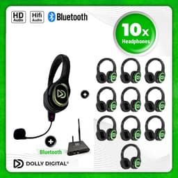 Dolly Digital® RD-Pro 10 Draadloze Koptelefoons voor groepen + Headmounted Microfoon – 10 HiFi Koptelefoons + Microfoon + Bluetooth + HiFi — thumbnail 1