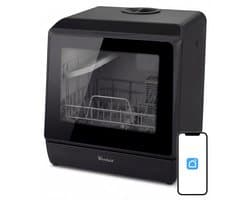 Ventux® Mini Vaatwasser Incl. App – Afwasmachine – 5 Programma’s – 900 Watt – 42,5 x 42,8 x 45,8 cm - Zwart